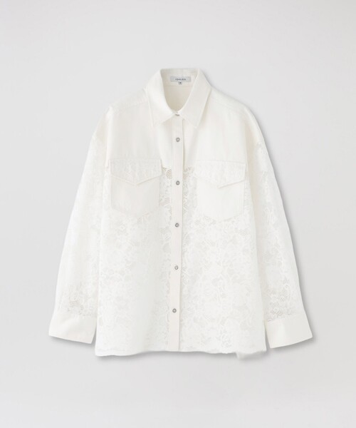 LOVELESS（ラブレス）の「レースコンビシャツ（シャツ/ブラウス・レディース・ブルー系その他2/オフホワイト・36/34）」の3枚目の写真