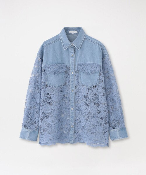 LOVELESS（ラブレス）の「レースコンビシャツ（シャツ/ブラウス・レディース・ブルー系その他2/オフホワイト・36/34）」の4枚目の写真