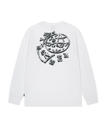 UNBALANCE GLOBE LONG SLV TEE white
