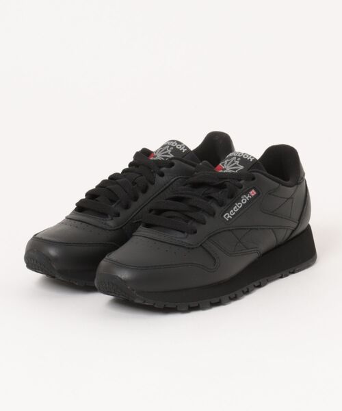 ASBee(アスビー)の「Reebok リーボック CLASSIC LEATHER レディースレザースニーカー(クラシックレザー) 107421 100008494 コアブラック/コアブラック/ピュアグレー(スニーカー・レディース・ブラック×ブラック・24.0cm/23.5cm/23.0cm/25.0cm/24.5cm)」の1枚目の写真