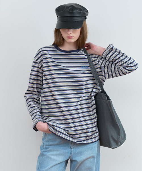 ROLAROLA（ロラロラ）の「STRIPE LONG SLEEVE T-SHIRT NV+IV（Tシャツ/カットソー・レディース・ネイビー×ホワイト・FREE）」の2枚目の写真