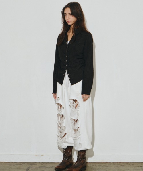 Midnight Move(ミッドナイトムーブ)の「A'GEM/9 × .kom 『MIDNIGHT MOVE/ミッドナイトムーブ』tt shirt/シャーリング シャツ(シャツ/ブラウス・レディース・ホワイト/ブラック・FREE)」の11枚目の写真