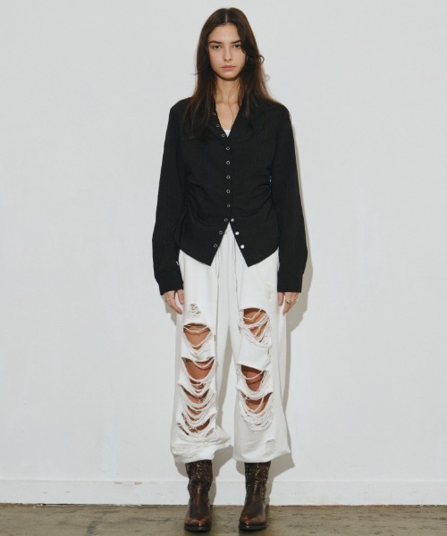 Midnight Move(ミッドナイトムーブ)の「A'GEM/9 × .kom 『MIDNIGHT MOVE/ミッドナイトムーブ』tt shirt/シャーリング シャツ(シャツ/ブラウス・レディース・ホワイト/ブラック・FREE)」の12枚目の写真
