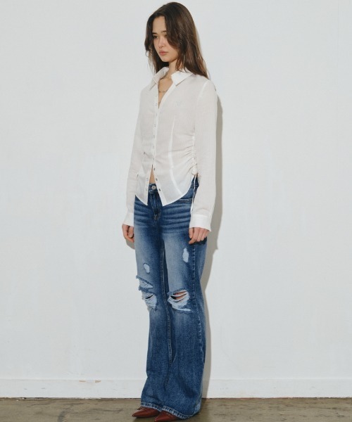 Midnight Move(ミッドナイトムーブ)の「A'GEM/9 × .kom 『MIDNIGHT MOVE/ミッドナイトムーブ』tt shirt/シャーリング シャツ(シャツ/ブラウス・レディース・ホワイト/ブラック・FREE)」の7枚目の写真