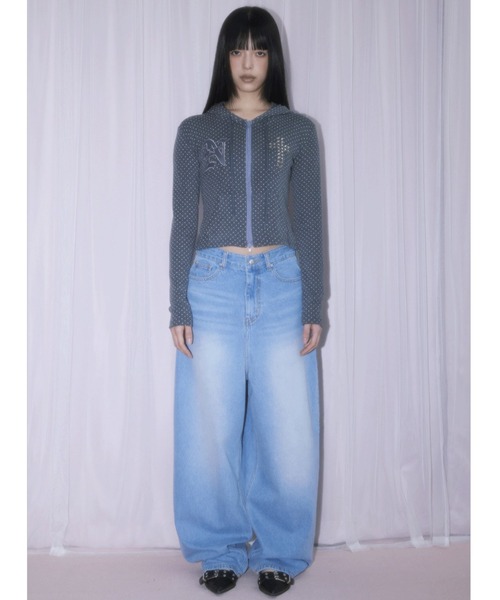 NIIER NOR（ニアノア）の「A'GEM/9 × .kom 『NIIER NOR/ニーアノア』 N-CROSS DOT HOOD ZIP-UP/Nクロスドットジップアップトップス（その他トップス・レディース・グレー/ブラック・FREE）」の6枚目の写真