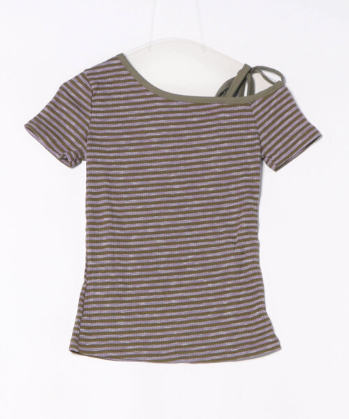 ARCHIVER(アーカイバ)の「【Lp】ボーダーワンショルダーTシャツ(Tシャツ/カットソー・レディース・パープル・LARGE/SMALL/MEDIUM)」の9枚目の写真