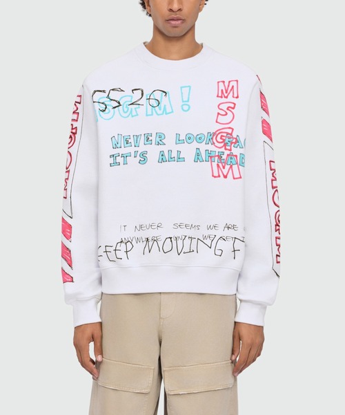 MSGM(エムエスジーエム)の「MSGM マルチグラフィティロゴ スウェットシャツ(スウェット・メンズ・ホワイト・S/M/L/XL)」の2枚目の写真