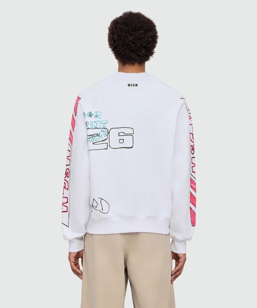 MSGM(エムエスジーエム)の「MSGM マルチグラフィティロゴ スウェットシャツ(スウェット・メンズ・ホワイト・S/M/L/XL)」の3枚目の写真