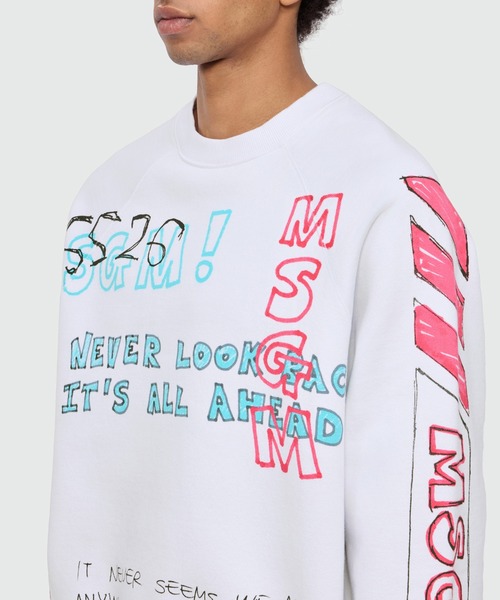 MSGM(エムエスジーエム)の「MSGM マルチグラフィティロゴ スウェットシャツ(スウェット・メンズ・ホワイト・S/M/L/XL)」の5枚目の写真