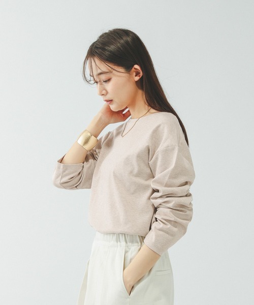 GLOBAL WORK(グローバルワーク)の「Fffit エフィット/汚れ落ちやすいクルーネック長袖/645042(Tシャツ/カットソー・レディース・ブラック/ベージュ/ネイビー/ホワイト系その他2・X-LARGE/LARGE/MEDIUM/SMALL)」の3枚目の写真