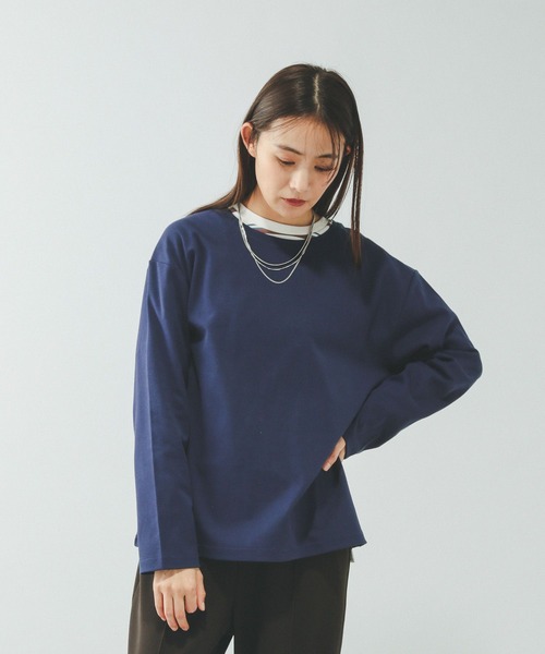 GLOBAL WORK(グローバルワーク)の「Fffit エフィット/汚れ落ちやすいクルーネック長袖/645042(Tシャツ/カットソー・レディース・ブラック/ベージュ/ネイビー/ホワイト系その他2・X-LARGE/LARGE/MEDIUM/SMALL)」の4枚目の写真