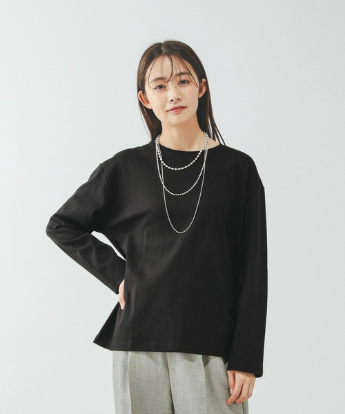 GLOBAL WORK(グローバルワーク)の「Fffit エフィット/汚れ落ちやすいクルーネック長袖/645042(Tシャツ/カットソー・レディース・ブラック/ベージュ/ネイビー/ホワイト系その他2・X-LARGE/LARGE/MEDIUM/SMALL)」の2枚目の写真