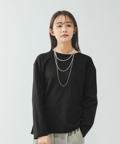 GLOBAL WORK(グローバルワーク)の「Fffit エフィット/汚れ落ちやすいクルーネック長袖/645042(Tシャツ/カットソー・レディース・ブラック/ベージュ/ネイビー/ホワイト系その他2・X-LARGE/LARGE/MEDIUM/SMALL)」の7枚目の写真