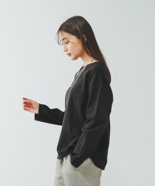 GLOBAL WORK(グローバルワーク)の「Fffit エフィット/汚れ落ちやすいクルーネック長袖/645042(Tシャツ/カットソー・レディース・ブラック/ベージュ/ネイビー/ホワイト系その他2・X-LARGE/LARGE/MEDIUM/SMALL)」の8枚目の写真