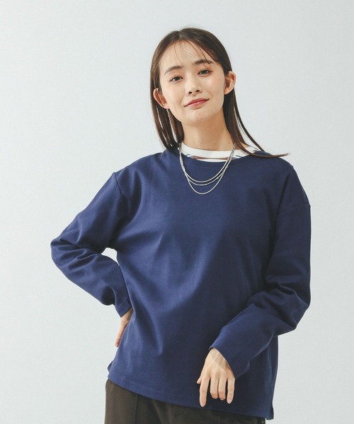 GLOBAL WORK(グローバルワーク)の「Fffit エフィット/汚れ落ちやすいクルーネック長袖/645042(Tシャツ/カットソー・レディース・ブラック/ベージュ/ネイビー/ホワイト系その他2・X-LARGE/LARGE/MEDIUM/SMALL)」の16枚目の写真