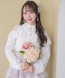 ダブルリボンレース切替カットトップス
