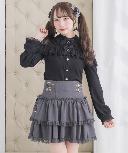ROJITA(ロジータ)の「ダブルリボンレース切替カットトップス(Tシャツ/カットソー・レディース・ピンクベージュ/ブラック/ホワイト・FREE)」の21枚目の写真