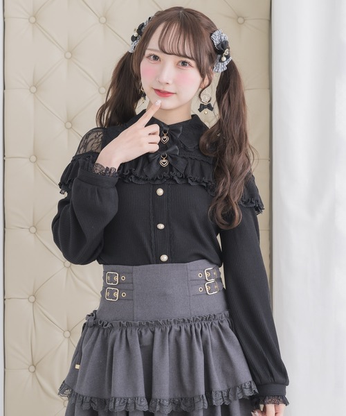 ROJITA(ロジータ)の「ダブルリボンレース切替カットトップス(Tシャツ/カットソー・レディース・ピンクベージュ/ブラック/ホワイト・FREE)」の20枚目の写真