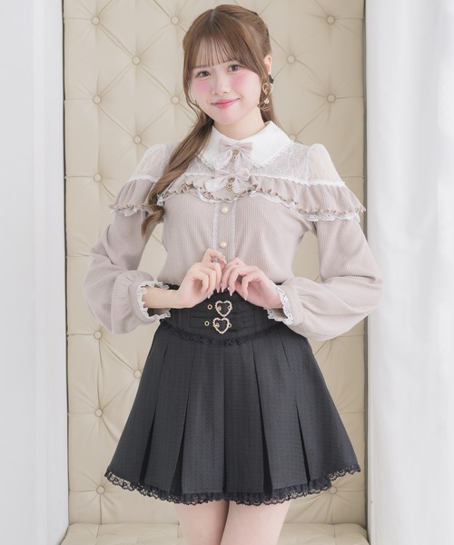 ROJITA(ロジータ)の「ダブルリボンレース切替カットトップス(Tシャツ/カットソー・レディース・ピンクベージュ/ブラック/ホワイト・FREE)」の17枚目の写真