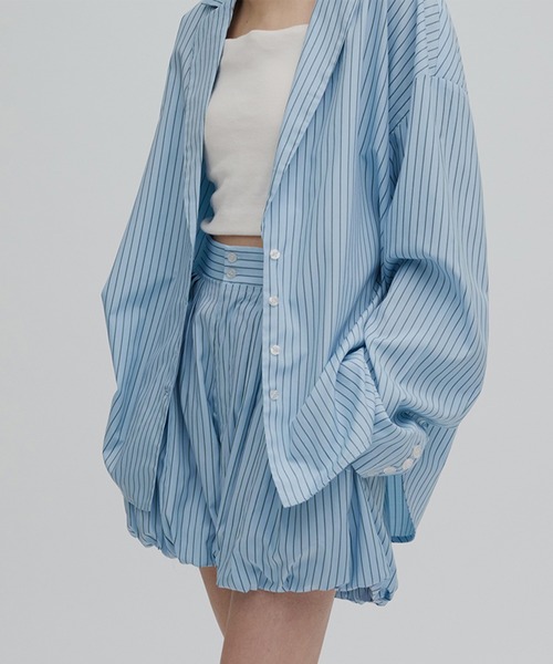 Ameri（アメリ）の「PINSTRIPE PUMPKIN PANTS（その他パンツ・レディース・ライトブルー/ピンク・MEDIUM/SMALL）」の4枚目の写真