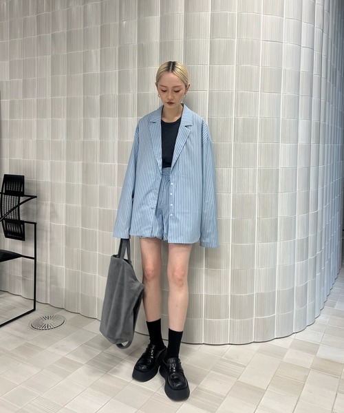 Ameri（アメリ）の「PINSTRIPE PUMPKIN PANTS（その他パンツ・レディース・ライトブルー/ピンク・MEDIUM/SMALL）」の12枚目の写真