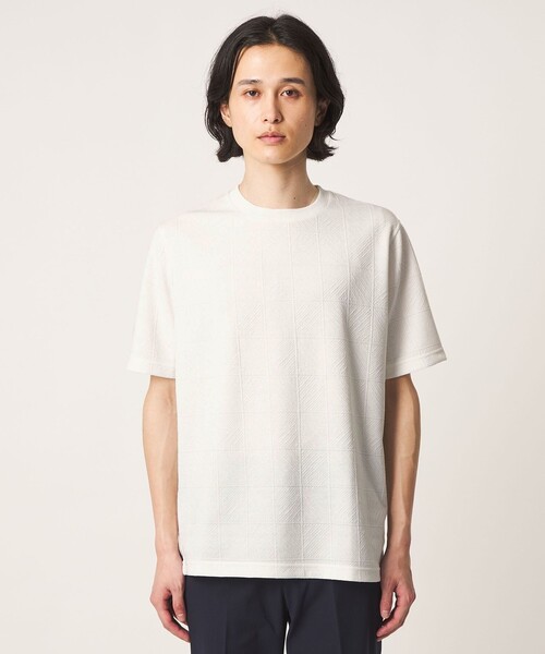 A DAY IN THE LIFE UNITED ARROWS(アデイインザライフユナイテッドアローズ)の「バウンシー タイルジャガード ジャストカットソー<A DAY IN THE LIFE>(Tシャツ/カットソー・メンズ・ホワイト/ライトブルー/ブラック・M/L/S)」の7枚目の写真