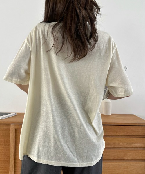 Eclat one(エクラワン)の「【Eclat one】スリット レース 半袖 オーバーサイズ カットソー(Tシャツ/カットソー・レディース・イエロー/ホワイト/ブラック・FREE)」の10枚目の写真