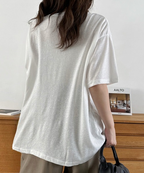 Eclat one(エクラワン)の「【Eclat one】スリット レース 半袖 オーバーサイズ カットソー(Tシャツ/カットソー・レディース・イエロー/ホワイト/ブラック・FREE)」の9枚目の写真