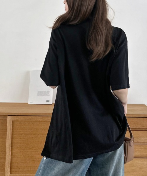 Eclat one(エクラワン)の「【Eclat one】スリット レース 半袖 オーバーサイズ カットソー(Tシャツ/カットソー・レディース・イエロー/ホワイト/ブラック・FREE)」の17枚目の写真