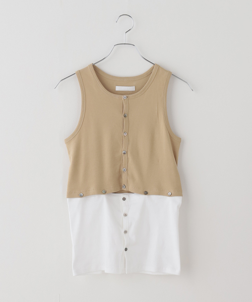 FRAMeWORK(フレームワーク)の「KAYLE/ケイル HIGH GAUGE RIB DETACHABLE タンクトップ(タンクトップ・レディース・ベージュ/ブラック・FREE)」の2枚目の写真