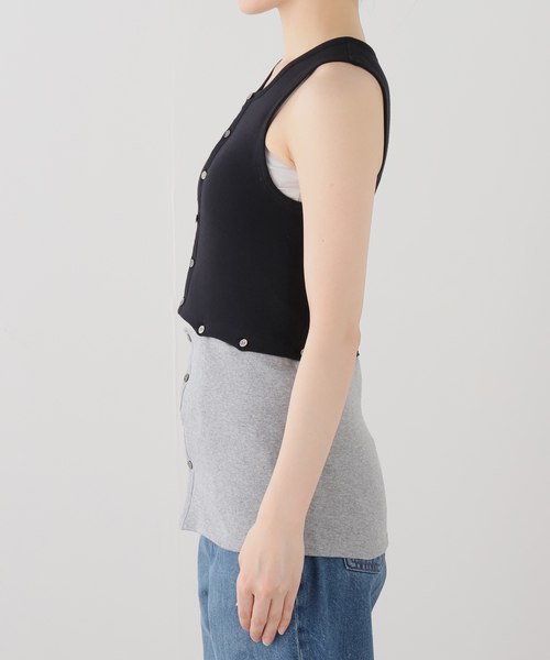 FRAMeWORK(フレームワーク)の「KAYLE/ケイル HIGH GAUGE RIB DETACHABLE タンクトップ(タンクトップ・レディース・ベージュ/ブラック・FREE)」の6枚目の写真