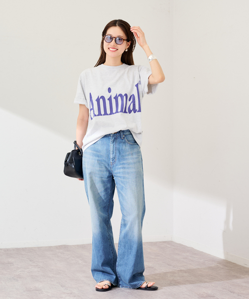 FRAMeWORK（フレームワーク）の「STUDIO ANIMALS 別注Animals Let（Tシャツ/カットソー・レディース・ネイビー/ブラウン/ライトグレー・FREE）」の4枚目の写真