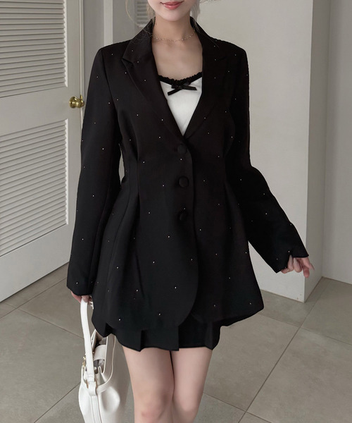 ROYAL PARTY（ロイヤルパーティー）の「ラインストーンタックプリーツミニスカパン（その他パンツ・レディース・グレー/ブラック/ピンク・FREE）」の4枚目の写真