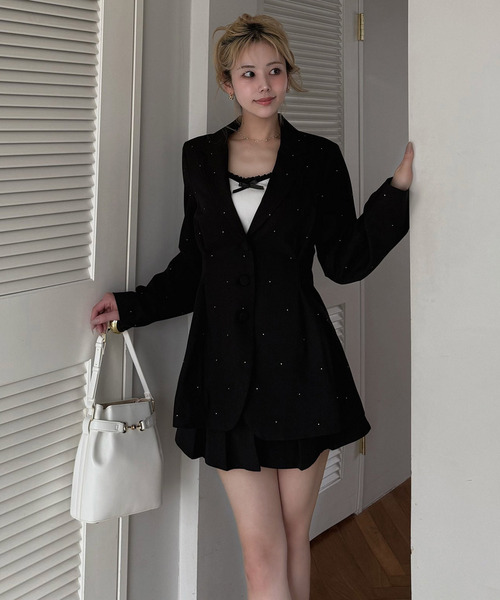 ROYAL PARTY（ロイヤルパーティー）の「ラインストーンタックプリーツミニスカパン（その他パンツ・レディース・グレー/ブラック/ピンク・FREE）」の5枚目の写真