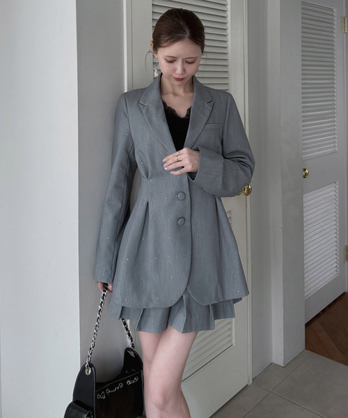 ROYAL PARTY（ロイヤルパーティー）の「ラインストーンタックプリーツミニスカパン（その他パンツ・レディース・グレー/ブラック/ピンク・FREE）」の7枚目の写真