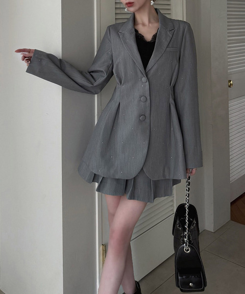 ROYAL PARTY（ロイヤルパーティー）の「ラインストーンタックプリーツミニスカパン（その他パンツ・レディース・グレー/ブラック/ピンク・FREE）」の8枚目の写真