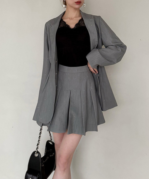 ROYAL PARTY（ロイヤルパーティー）の「ラインストーンタックプリーツミニスカパン（その他パンツ・レディース・グレー/ブラック/ピンク・FREE）」の3枚目の写真