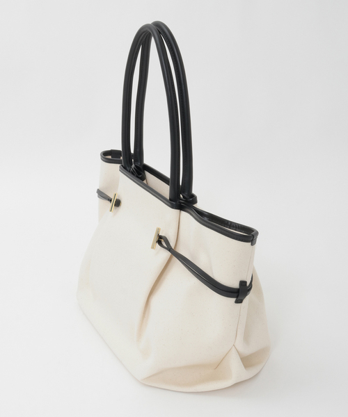 Tiara(ティアラ)の「【SOME WHERE STUDIO/サムウェア ステュディオ】トートバッグ(S-016 FOLIA-L)(トートバッグ・レディース・アイボリー/ブラック・FREE)」の3枚目の写真