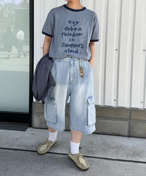 CIAOPANIC TYPY（チャオパニックティピー）の「【UNISEX】デニムハーフカーゴパンツ（その他パンツ・レディース・ブラック/サックスブルー・LARGE/MEDIUM）」の4枚目の写真