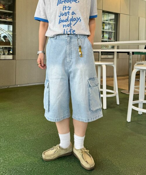 CIAOPANIC TYPY（チャオパニックティピー）の「【UNISEX】デニムハーフカーゴパンツ（その他パンツ・レディース・ブラック/サックスブルー・LARGE/MEDIUM）」の12枚目の写真