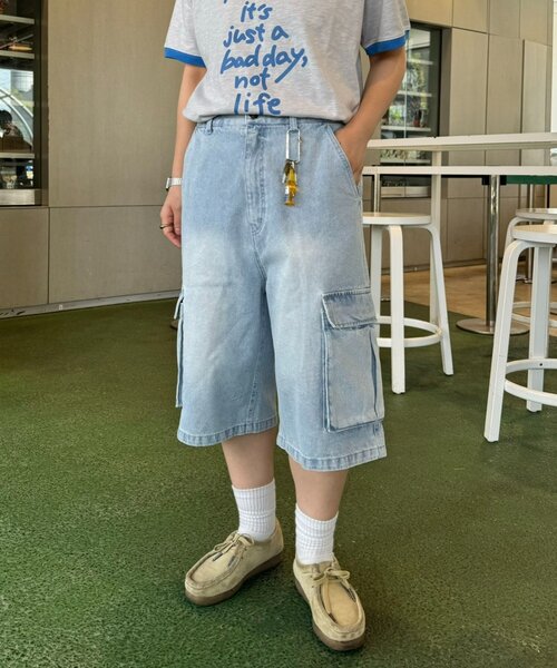 CIAOPANIC TYPY（チャオパニックティピー）の「【UNISEX】デニムハーフカーゴパンツ（その他パンツ・レディース・ブラック/サックスブルー・LARGE/MEDIUM）」の13枚目の写真
