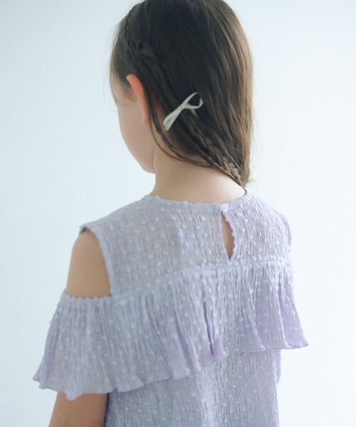 green label relaxing（グリーンレーベルリラクシング）の「【COOL CHIC GIRLS STYLE】ラッフルショートスリーブ / キッズ  120cm-160cm（シャツ/ブラウス・キッズ・ホワイト/ライラック・150cm/120cm/160cm/130cm/140cm）」の3枚目の写真