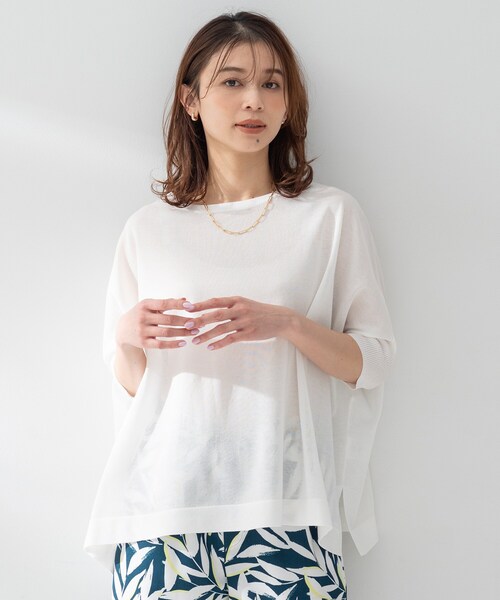 UNTITLED(アンタイトル)の「【アンサンブル可/洗える】シアーレーヨンニット(ニット/セーター・レディース・ホワイト/ピンク系/ブラウン系その他/ブラック/ナチュラル・00/02/04/44)」の7枚目の写真