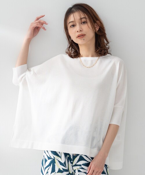 UNTITLED(アンタイトル)の「【アンサンブル可/洗える】シアーレーヨンニット(ニット/セーター・レディース・ホワイト/ピンク系/ブラウン系その他/ブラック/ナチュラル・00/02/04/44)」の8枚目の写真