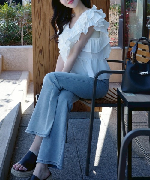 ACYM（アシーム）の「デコラティブフリルブラウス（シャツ/ブラウス・レディース・ブラック/アイボリー・FREE）」の13枚目の写真