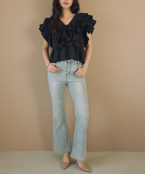 ACYM（アシーム）の「デコラティブフリルブラウス（シャツ/ブラウス・レディース・ブラック/アイボリー・FREE）」の10枚目の写真