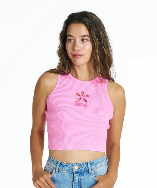 ROXY(ロキシー)の「ROXY/ロキシー タンクトップ クロップド丈 ショート丈 RHYTHM フラワーカットアウトタンクトップ RDK262043(タンクトップ・レディース・インディゴブルー/ピンク/オレンジ・L/M)」の10枚目の写真
