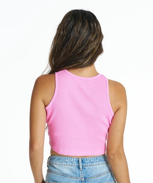 ROXY(ロキシー)の「ROXY/ロキシー タンクトップ クロップド丈 ショート丈 RHYTHM フラワーカットアウトタンクトップ RDK262043(タンクトップ・レディース・インディゴブルー/ピンク/オレンジ・L/M)」の11枚目の写真