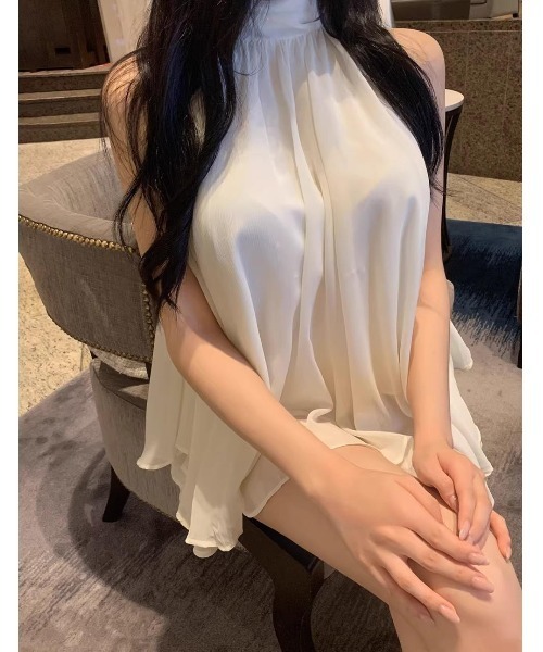 Jasmine Grandiflorum(ジャスミングランディフローラム)の「【Jasmine】ノースリーブシフォンリボンタイブラウス(シャツ/ブラウス・レディース・ブラック/アイボリー・FREE)」の6枚目の写真