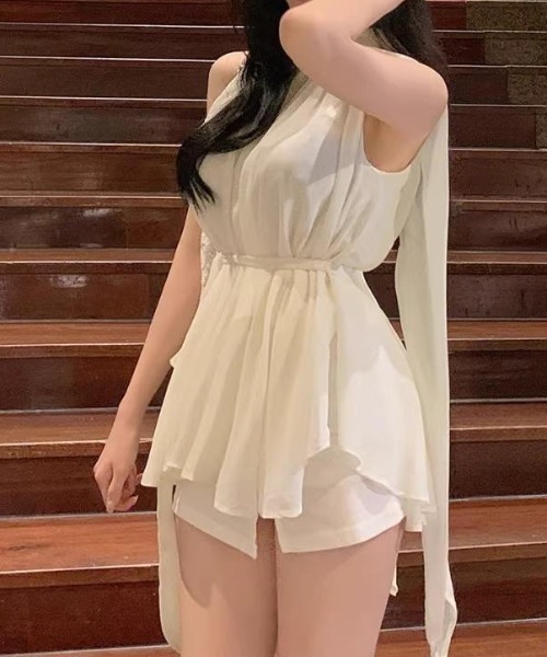Jasmine Grandiflorum(ジャスミングランディフローラム)の「【Jasmine】ノースリーブシフォンリボンタイブラウス(シャツ/ブラウス・レディース・ブラック/アイボリー・FREE)」の10枚目の写真
